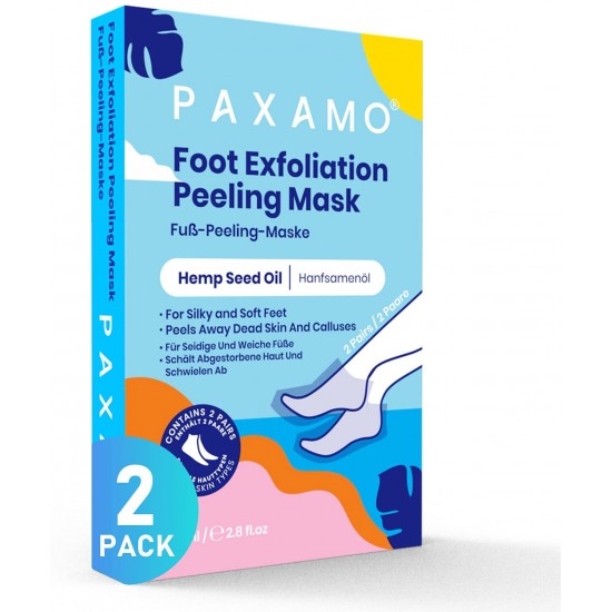 PAXAMO Foot Exfoliating Peel Mask with Hemp Extract 2 Pack (Pairs)