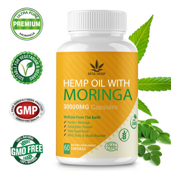 BENE Hemp Oil with Moringa, 30000mg 60 Capsules BENE Hemp Oil with Moringa, 30000mg 60 Capsules