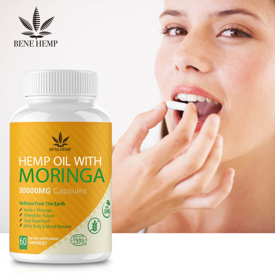 BENE Hemp Oil with Moringa, 30000mg 60 Capsules BENE Hemp Oil with Moringa, 30000mg 60 Capsules