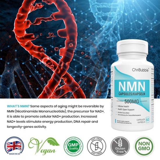 ChriBubble NMN Capsules avec Force Maximale 500mg 60 Capsules