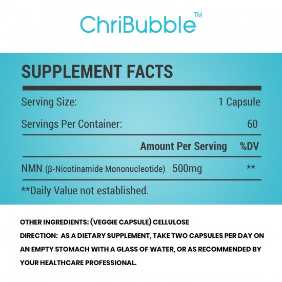 ChriBubble NMN Capsules with Maximum Strength 500mg 60 Capsules ChriBubble NMN Capsules with Maximum Strength 500mg 60 Capsules