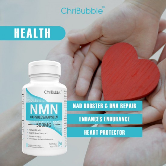 ChriBubble NMN Capsules avec Force Maximale 500mg 60 Capsules