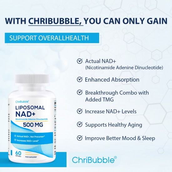 ChriBubble  NAD+ liposomiale 500mg con TMG 250mg 60 Capsule Morbide