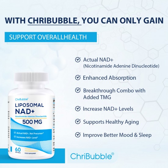 ChriBubble NAD+ Liposomal 500mg con TMG 250mg 60 Cápsulas Blandas