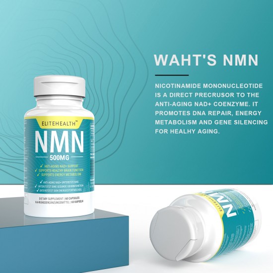 ELITEHEALTH NMN Capsules with Maximum Strength 500mg 60 Capsules