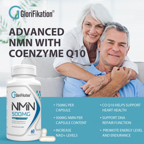 Glorifikation NMN Capsules with Maximum Strength 500mg Per Serving, 60 Capsules