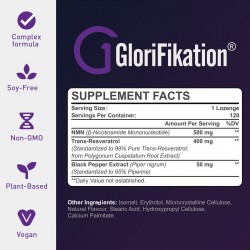 Glorifikation Sublinguali NMN Pasticche con Trans-Resveratrolo 900mg 120 Pasticche Glorifikation Sublinguali NMN Pasticche con Trans-Resveratrolo 900mg 120 Pasticche