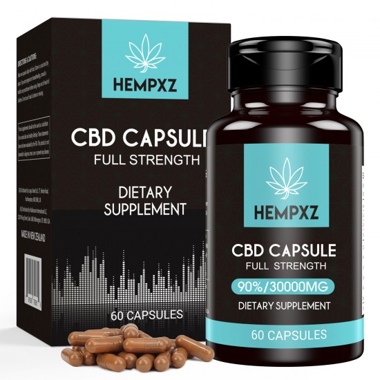 HEMPXZ 90% C-B-D 500mg/Capsula, 60 capsule 30000mg Capsule di Olio di Canapa