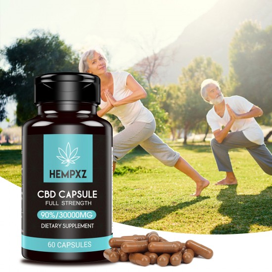 HEMPXZ 90% C-B-D 500mg/Capsula, 60 capsule 30000mg Capsule di Olio di Canapa