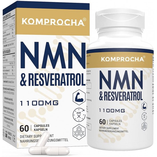 KOMPROCHA Capsule NMN di forza massima con Trans-Resveratrolo, 1100mg per dose, 60 capsule