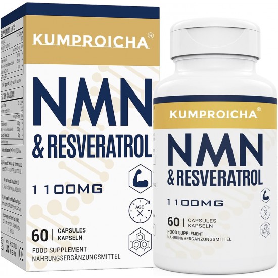 KUMPROICHA Maximum Strength NMN Kapseln mit Trans-Resveratrol, 1100mg pro Portion, 60 Kapseln KUMPROICHA Maximum Strength NMN Kapseln mit Trans-Resveratrol, 1100mg pro Portion, 60 Kapseln