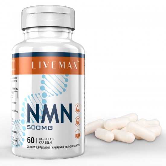 Gélules LIVEMAX NMN avec une concentration maximale 500 mg 60 Gélules