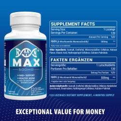 NMNMAX Sublinguale NMN 500mg Pasticche 120 Compresse NAD+ Integratori NMNMAX Sublinguale NMN 500mg Pasticche 120 Compresse NAD+ Integratori