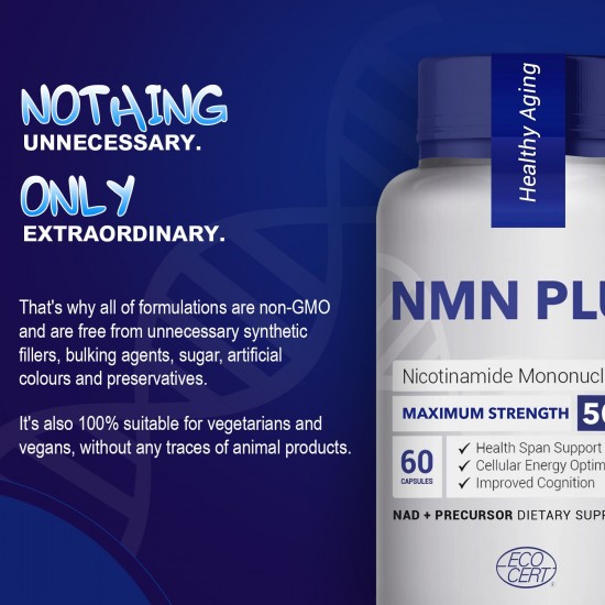 NMN PlUS Maximum Strength NMN Capsules, 600mg Per Serving, 60 Capsules NMN PlUS Maximum Strength NMN Capsules, 600mg Per Serving, 60 Capsules