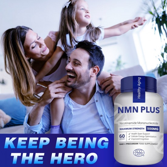 NMN PlUS Maximum Strength NMN Capsules, 600mg Per Serving, 60 Capsules