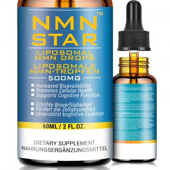 NMN STAR Gotas de NMN liposomal, 500mg por gotero 60ml