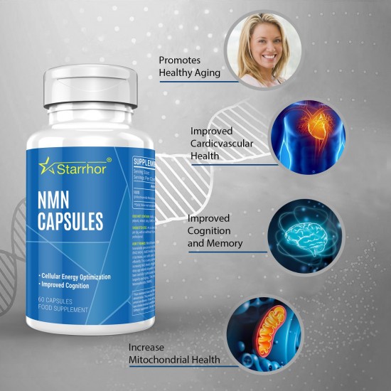 Starhonor NMN Capsules avec Force Maximale 500mg 60 Capsules