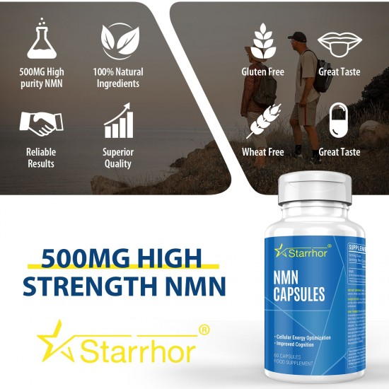 Starhonor NMN Capsules avec Force Maximale 500mg 60 Capsules