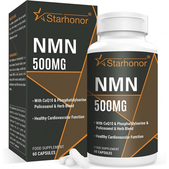 Starhonor NMN Capsules 750mg avec CoQ10, NAD+ Supplément 60 Capsules