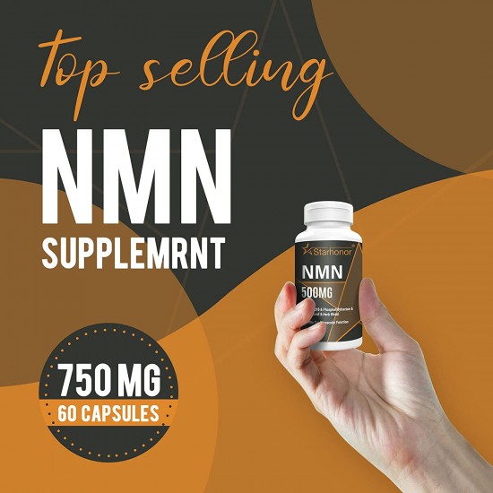 Starhonor NMN Kapseln 750mg mit CoQ10, NAD+ Ergänzung 60 Kapseln