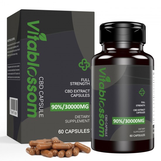 Vitablossom C-B-D 500mg/Capsule, 60 Capsules 30000mg 90% Powder Capsules, Made in New Zealand
