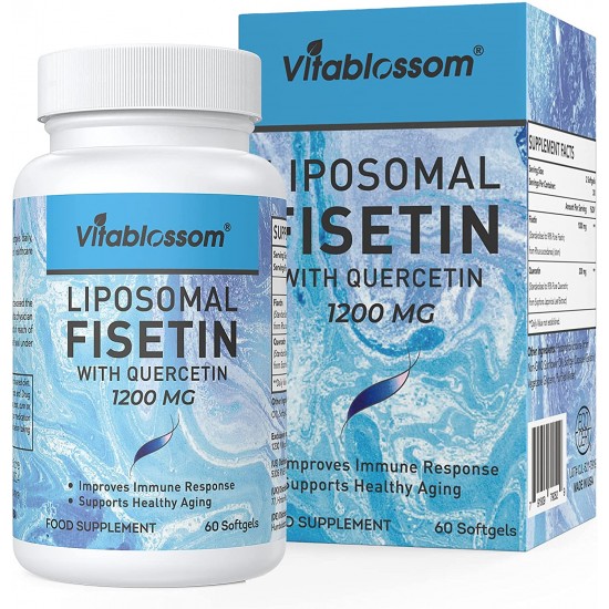 Vitablossom Liposomal Fisetin mit Quercetin 1200mg/ 60 Softgels, Hohe Absorption Antioxidans Flavonoid-Vitamin-Ergänzung