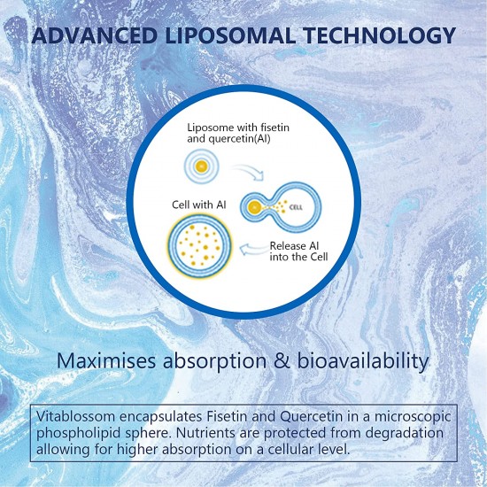 Vitablossom Liposomiale Fisetina con Quercetina 1200mg/ 60 Softgels, Integratore di Vitamine Antiossidanti ad Alto Assorbimento con Flavonoidi