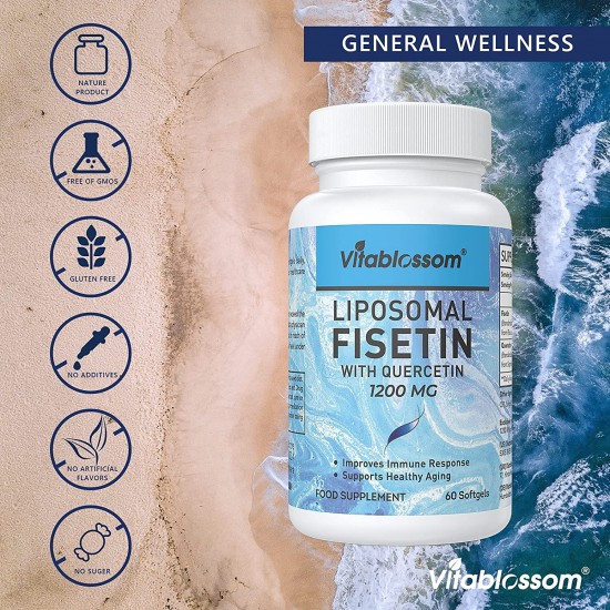 Vitablossom Liposomal Fisetin with Quercetin 1200mg/ 60 Softgels, High Absorption Antioxidant Flavonoid Vitamin Supplement Vitablossom Liposomal Fisetin with Quercetin 1200mg/ 60 Softgels, High Absorption Antioxidant Flavonoid Vitamin Supplement