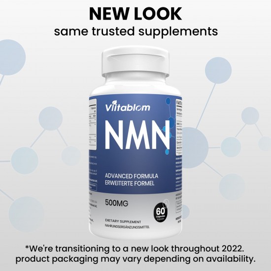 Vitablossom Advanced Formula NMN Capsule avec Force Maximale, 500mg par Portion, 60 Capsules