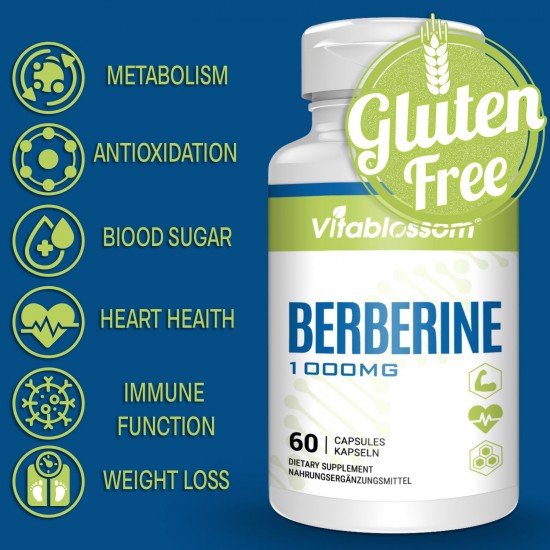Vitablossom Premium Berberine 1000mg HCL Complex Supplement with Silymarin for Better Absorption, New Arrival promotion Vitablossom Premium Berberine 1000mg HCL Complex Supplement with Silymarin for Better Absorption, New Arrival promotion