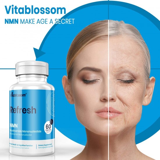 Vitablossom Refresh NMN Capsules avec Force Maximale 500mg 60 Capsules