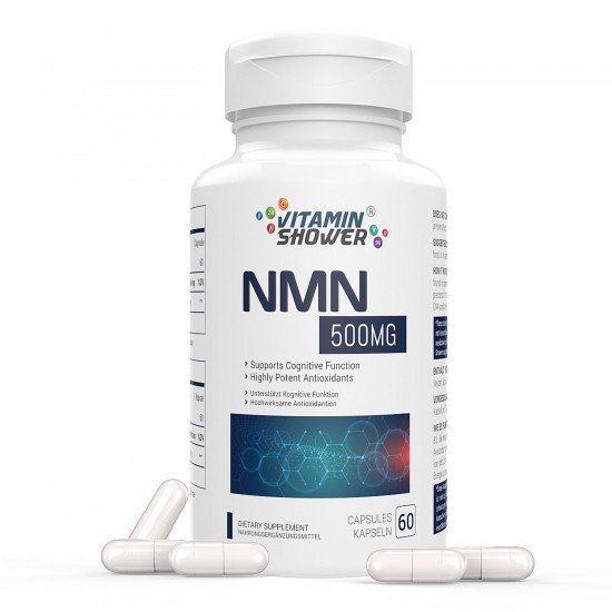 NMN Vitamin Shower Capsules avec Force Maximale 500mg 60 Capsules