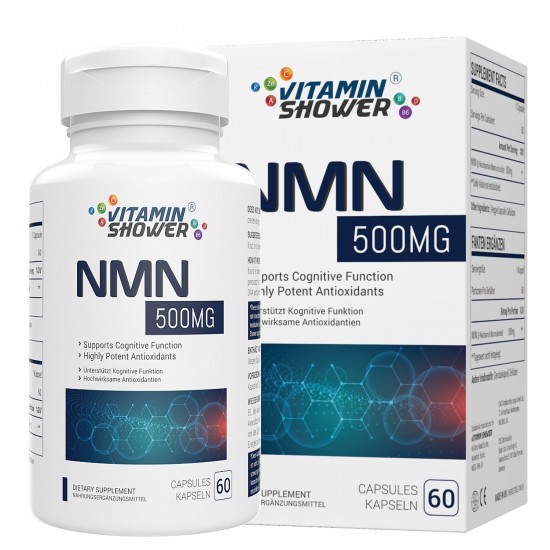 NMN Vitamin Shower Capsules avec Force Maximale 500mg 60 Capsules