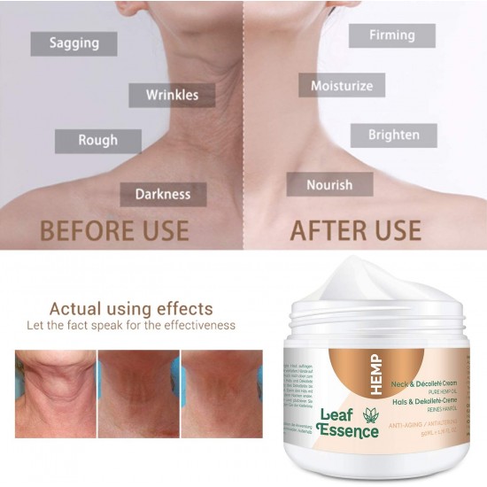 Leaf Essence Hemp Neck Tightening Cream, Anti Aging Moisturizer for Neck & Décolleté