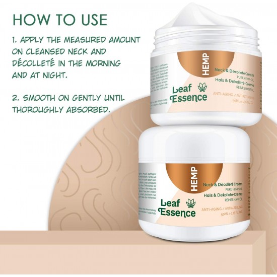 Leaf Essence Hemp Neck Tightening Cream, Anti Aging Moisturizer for Neck & Décolleté