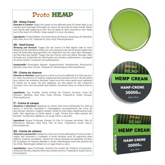 ProtoHemp anti-inflammatory hemp cream - pure hemp, 10% emu oil ProtoHemp anti-inflammatory hemp cream - pure hemp, 10% emu oil