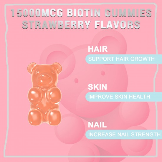 Benehemp hair vitamin gummies 15000mcg biotin, 2021 revolutionary formula