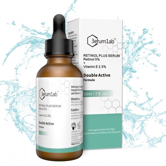 3erum1ab Retinol Serum para Rostro y Piel, 5% Retinol & 2.5% Vitamina E para Reducir Arrugas, y Ojeras