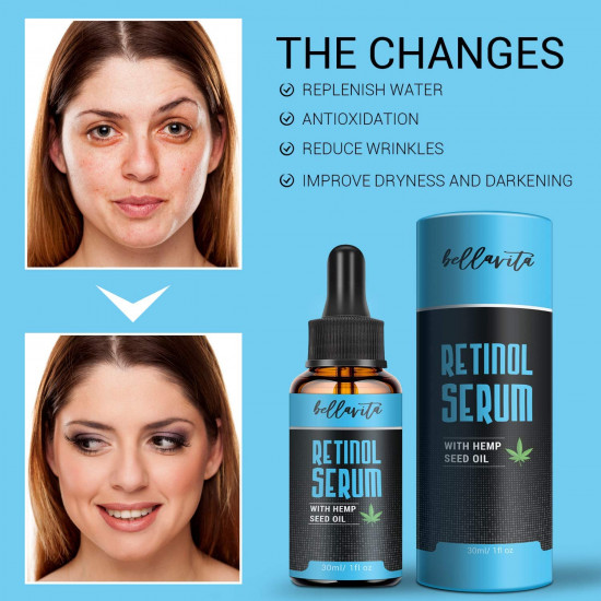 Bellavita Hemp Retinol Serum with Hemp Seed Oil, Anti Aging, Anti-inflammatory Bellavita Hemp Retinol Serum with Hemp Seed Oil, Anti Aging, Anti-inflammatory