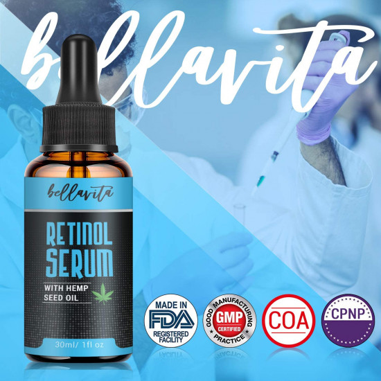Bellavita Hemp Retinol Serum with Hemp Seed Oil, Anti Aging, Anti-inflammatory Bellavita Hemp Retinol Serum with Hemp Seed Oil, Anti Aging, Anti-inflammatory