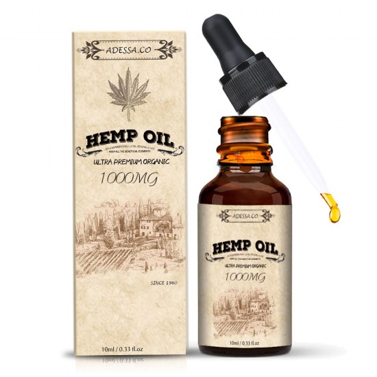 ADESSA.CO 1000mg High Strength Hemp Extract, Broad Spectrum Extract Hemp Oil, Made in Slovenia 