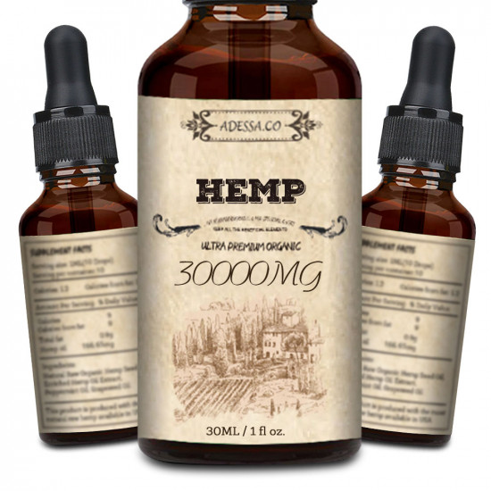 ADESSA.CO 30000mg High Strength Hemp Extract, Broad Spectrum Extract Hemp Oil, Made in Slovenia 