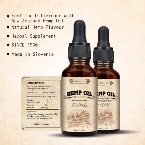 ADESSA.CO High Strength Hemp Extract, Broad Spectrum Extract Hemp Oil, 2000mg Made in Slovenia ADESSA.CO High Strength Hemp Extract, Broad Spectrum Extract Hemp Oil, 2000mg Made in Slovenia