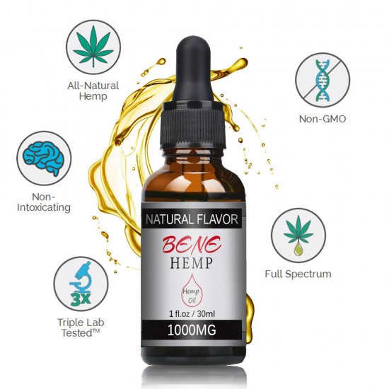 BENEHEMP Gotas de Aceite , Extracto de Cáñamo de Alta Potencia (1000mg)