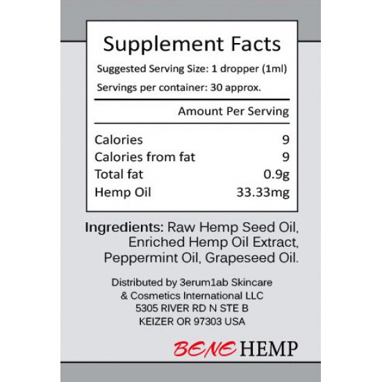 Hemp Oil Drops, High Strength Hemp Extract(1000mg) - BENEHEMP Oil Hemp Oil Drops, High Strength Hemp Extract(1000mg) - BENEHEMP Oil