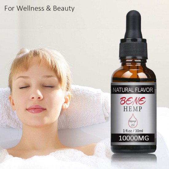 BENEHEMP 10000mg Gouttes d'huile de Chanvre Originales et au Goût de Fraise, Idéales pour Soulager l'anxiété et la Douleur et pour Favoriser le Sommeil