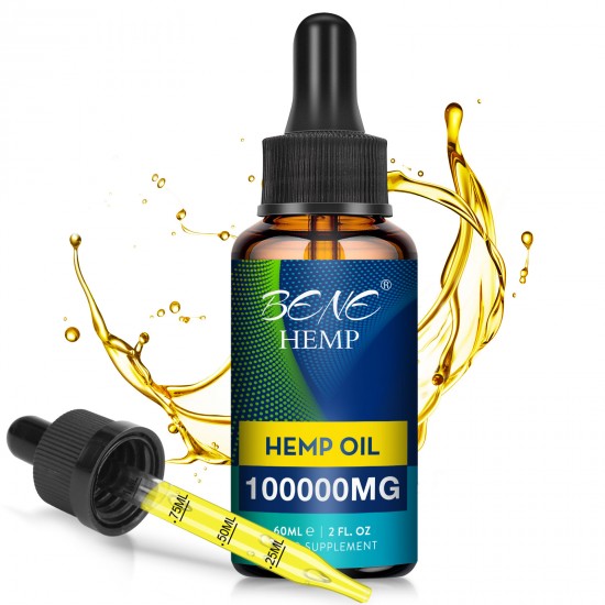 BENEHEMP Gotas de aceite de cáñamo de amplio espectro, extracto de cáñamo de alta potencia (60000 mg)