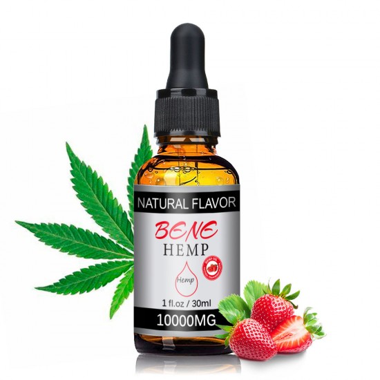 BENEHEMP 10000mg Gocce di Olio di Canapa Originale e al gusto di Fragola, Ottimo per l'ansia, il Dolore e il Supporto al Sonno