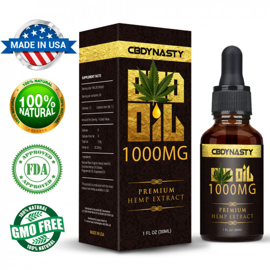 CB-DYNASTY Broad Spectrum Extract Hemp Oil 30ml, High Strength Hemp Extract, 1000mg Made in USA