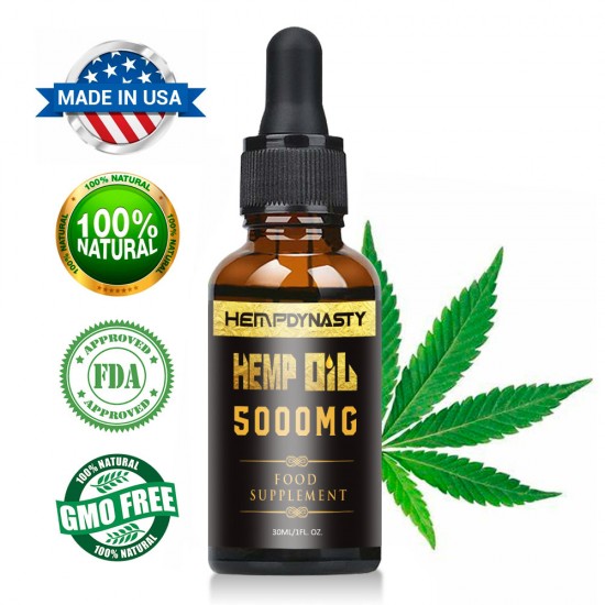 Hemp DYNASTY Broad Spectrum Extract Hemp Oil 5000mg, High Strength Hemp Extract, 30ml Made in USA